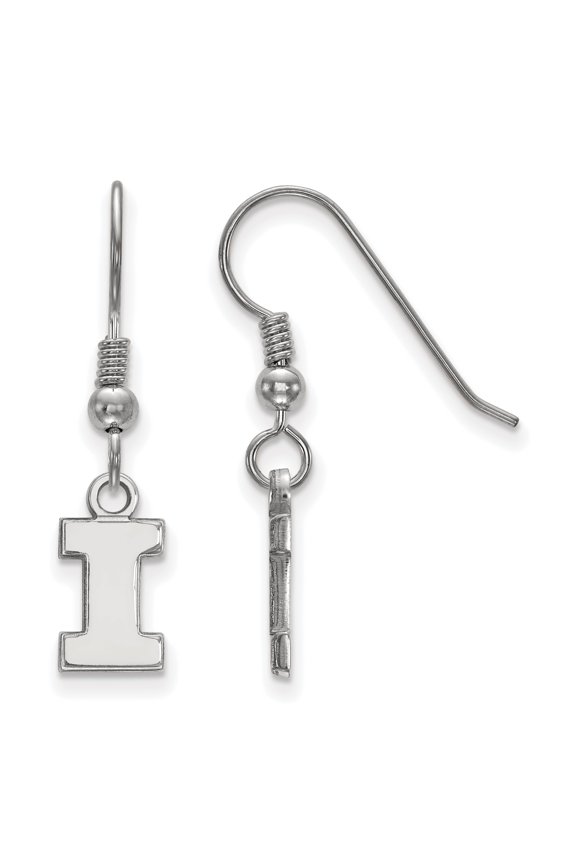 Sterling Silver LogoArt University of Illinois Letter I Extra Small Dangle Wire Earrings Sterling Silver Earrings