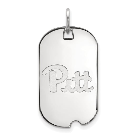 Sterling Silver LogoArt University of Pittsburgh Small Dog Tag Pendant Charm