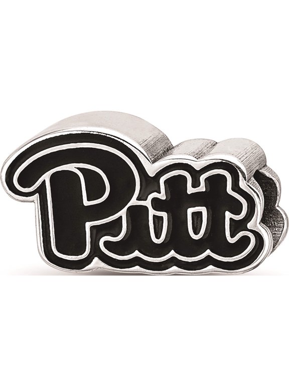 Sterling Silver Rhodium-plated LogoArt University of Pittsburgh Pitt Script Enameled Logo Bead