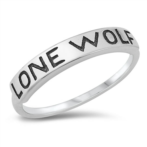 Sterling Silver Lone wolf Band Ring Size 10