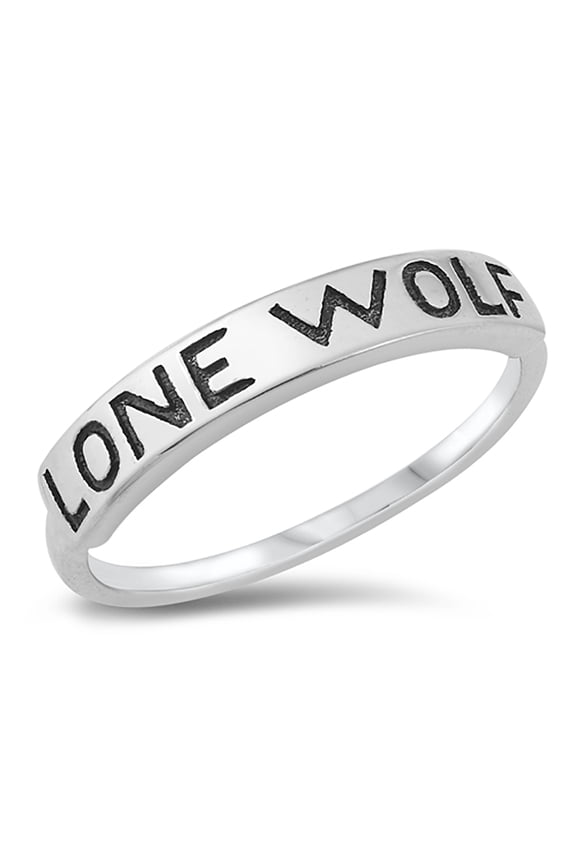 Sterling Silver Lone wolf Band Ring Size 5