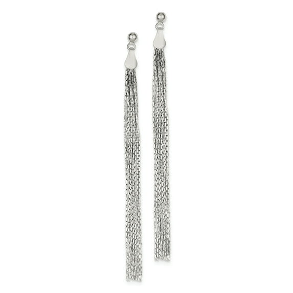 Sterling Silver Long Linear Fancy Dangle Post Earrings Sterling Silver Earrings
