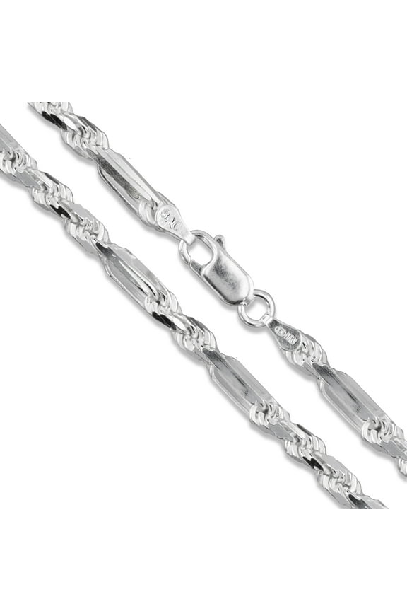 Sterling Silver Long Rope Figarope 3.8mm Wide Knot Figaro Link Necklace Chain 18" 925 Jewelry Female