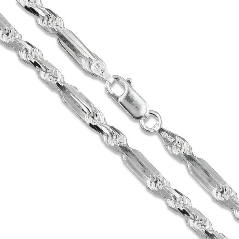 Sterling Silver Long Rope Figarope Wide Knot Figaro Link