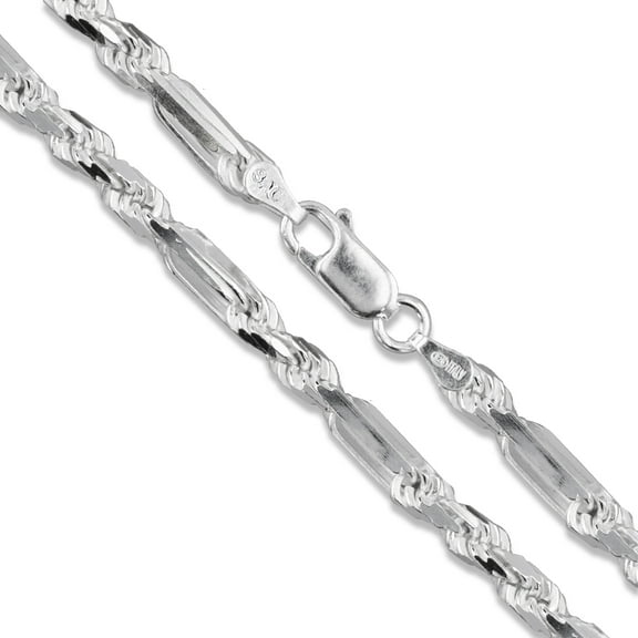 Sterling Silver Long Rope Figarope 3.8mm Wide Knot Figaro Link Necklace Chain 30" 925 Jewelry Female