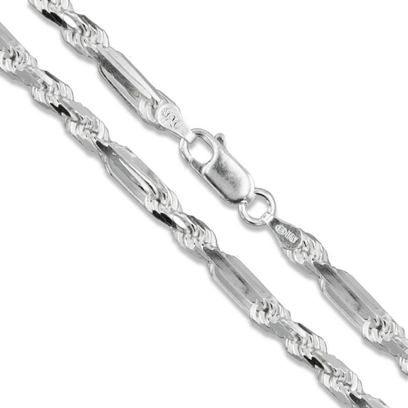 Sterling Silver Long Rope Figarope 6mm Wide Knot Figaro Link Bracelet Chain 8" 925 Jewelry Female
