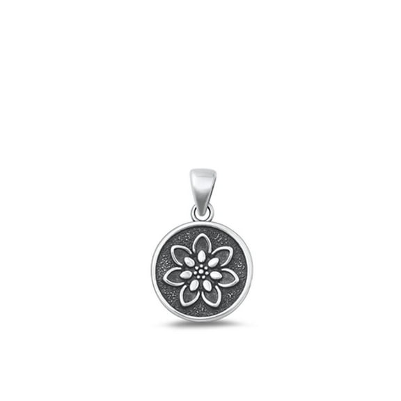 Sterling Silver Lotus Flower Pendant Oxidized High Polished Charm 925 New Jewelry Female Unisex
