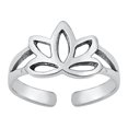 thumbnail image 1 of Sterling Silver Lotus Toe Ring Oxidized Adjustable Midi Band 925 New Jewelry Female Unisex, 1 of 4
