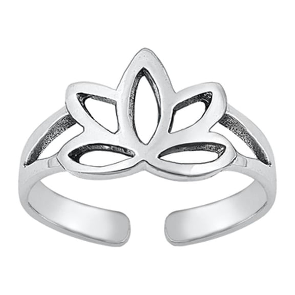 Sterling Silver Lotus Toe Ring Oxidized Adjustable Midi Band 925 New Jewelry Female Unisex
