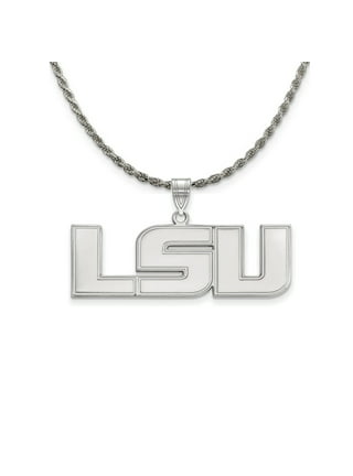 NCAA Art Deco Necklace - Louisiana State University (LSU) Silver