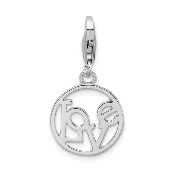 Sterling Silver Love Charm Pendant for Women, Romantic Circle Cutout Jewelry for Necklace or Bracelet, Polished Symbol of Affection and Connection