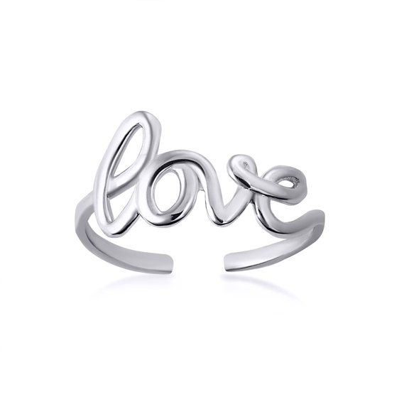 Sterling Silver Love Cursive Script Toe Ring