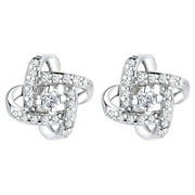 AMY AND ANNETTE Sterling Silver Love Knot Stud Earrings with crystals from Swarovski for Women