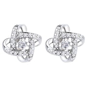 Sterling Silver Love Knot Stud Earrings with crystals