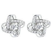 AMY AND ANNETTE Sterling Silver Love Knot Stud Earrings with crystals from Swarovski for Women