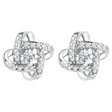 Sterling Silver Love Knot Stud Earrings with crystals from Swarovski for Women