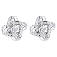 Sterling Silver Love Knot Stud Earrings with Crystals from Swarovski for Women