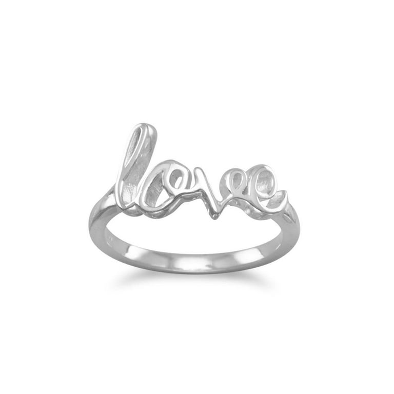 Sterling Silver Love Ring Script Cursive Writing Sterling Silver Love Ring Script Cursive Writing