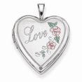 thumbnail image 1 of Sterling Silver Love Rose Heart Locket with Pink and Green Enamel - 3/4 Inch X 3/4 Inch, 1 of 1