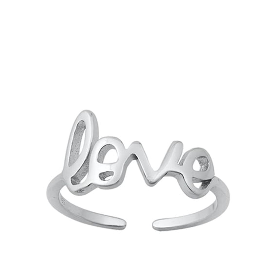 Sterling Silver Love Script Toe Ring Adjustable Midi Band 925 New Jewelry Female Unisex