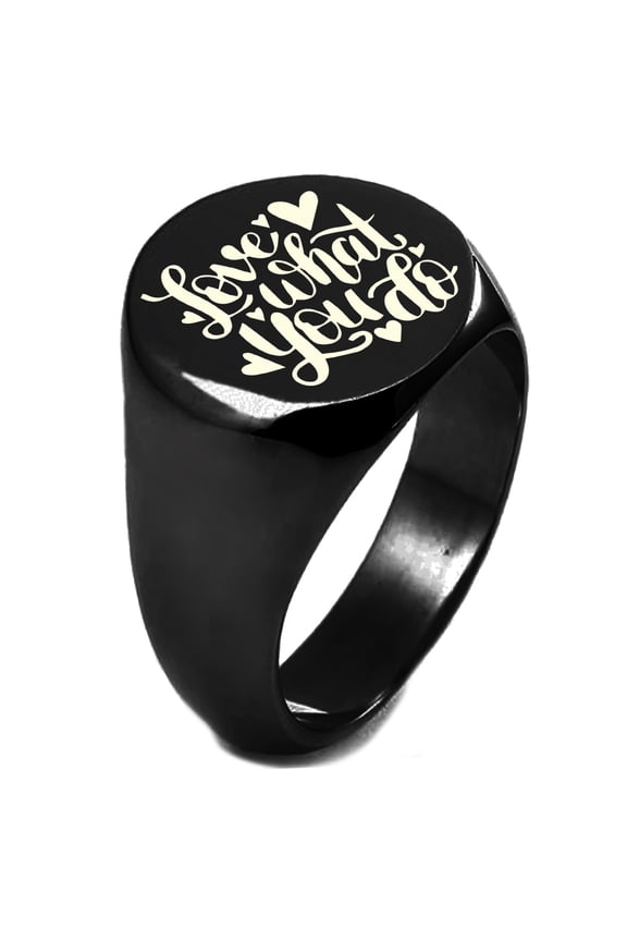 Sterling Silver Love What You Do Engraved Round Flat Top Polished Ring
