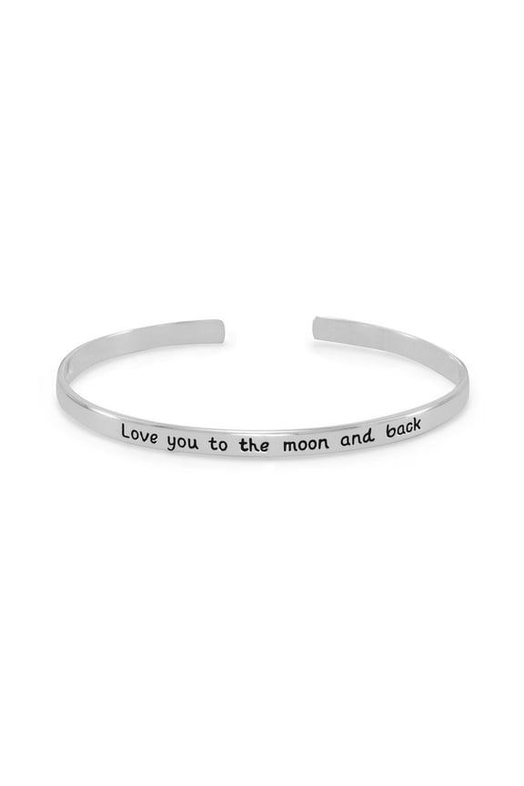 Sterling Silver Love You To Moon Back Cuff Bracelet Cuff 4mm Wide