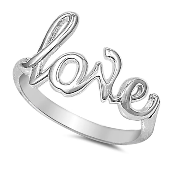 Sterling Silver Love in Script Ring Word 925 Promise Band Jewelry Female Male Unisex Size 13