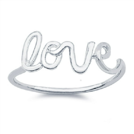 Sterling Silver Love in Script Wire Ring Size 10