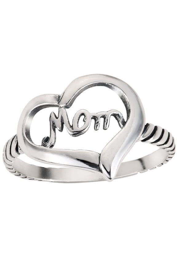 Sterling Silver Love of Mom Heart Ring Size 11