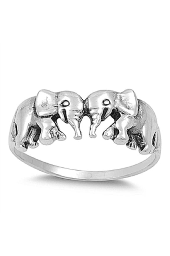 Sterling Silver Loving Elephants Ring