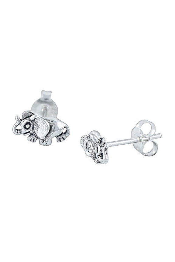 Sterling Silver Lucky Elephant Stud Earrings - 8mm