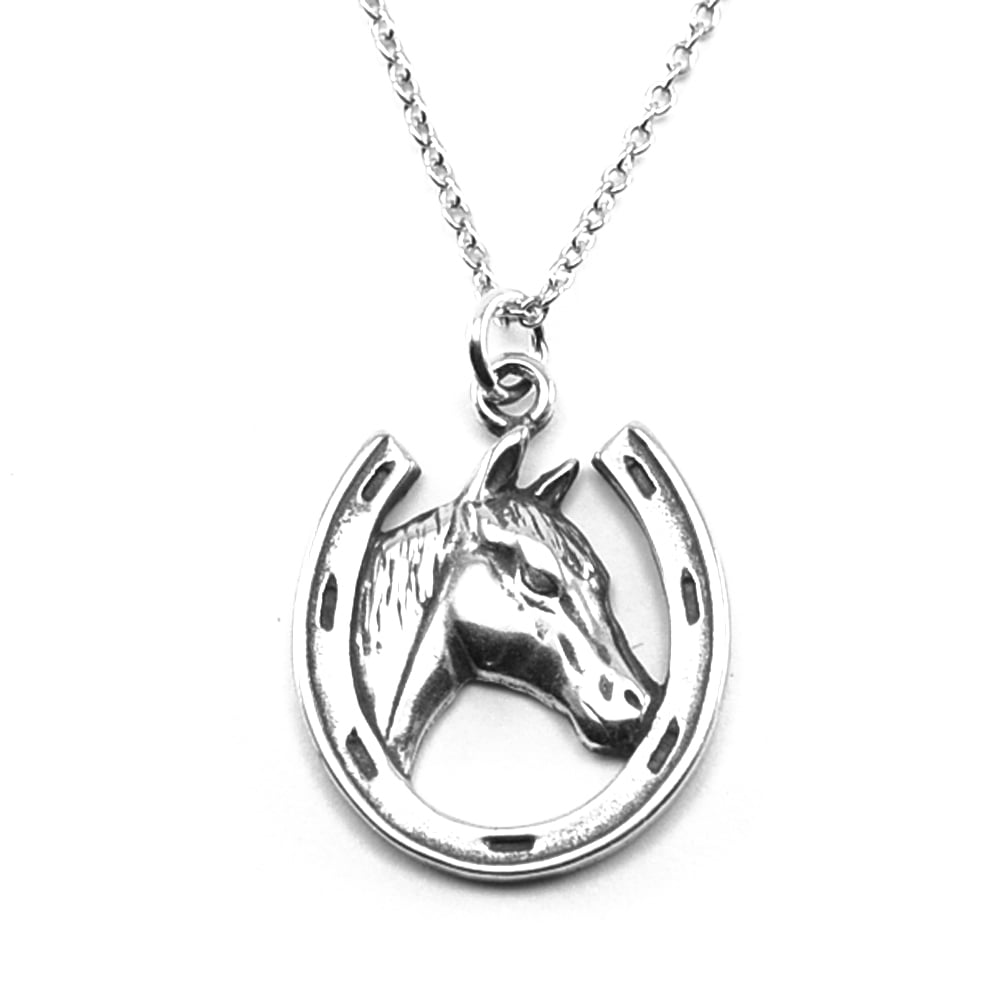 Sterling Silver Lucky Horseshoe Necklace, 18"