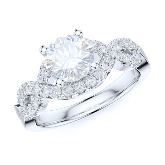 Sterling Silver Luxury Vintage Infinity Twisted Vine Simulated 1CT Round Brilliant Diamond Engagement Ring Halo Bridal Ring (3.5)