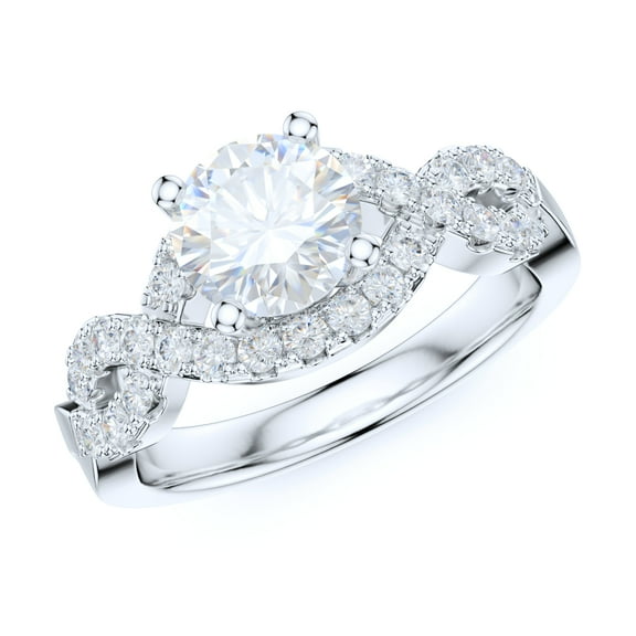 Sterling Silver Luxury Vintage Infinity Twisted Vine Simulated 1CT Round Brilliant Diamond Engagement Ring Halo Bridal Ring (6)