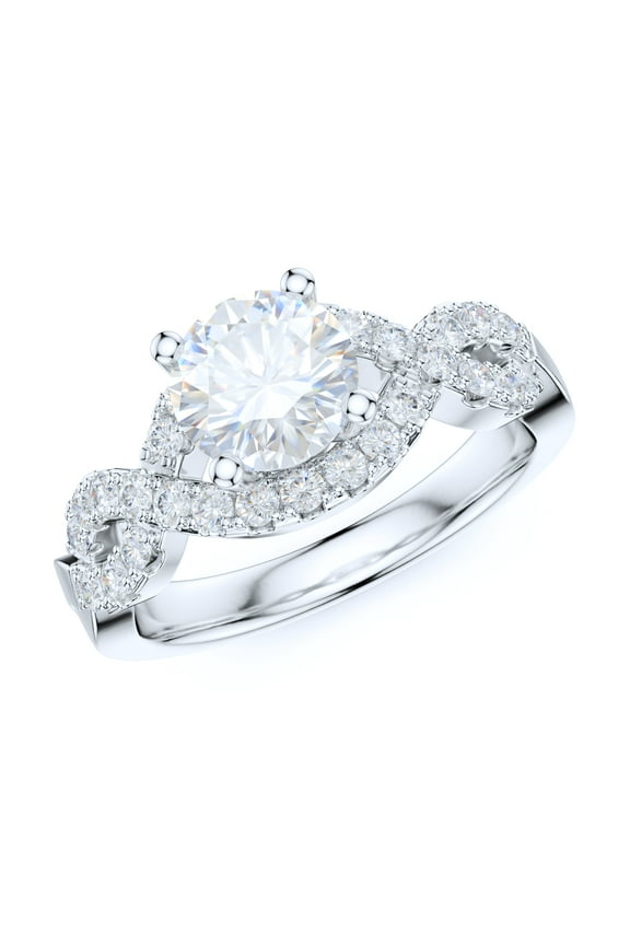 Sterling Silver Luxury Vintage Infinity Twisted Vine Simulated 1CT Round Brilliant Diamond Engagement Ring Halo Bridal Ring (6)