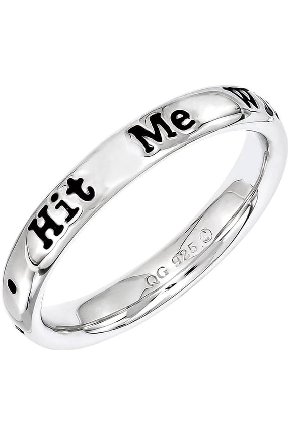 Sterling Silver Lyric Hit Me with Your Best Shot Ring