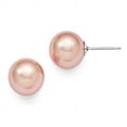 thumbnail image 1 of Sterling Silver Majestik 10-11mm Round Pink Shell Bead Stud Earrings, 1 of 3