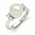 thumbnail image 1 of Sterling Silver Majestik 10-11mm White Shell Bead & Cubic Zirconia Ring, 1 of 1