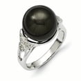 thumbnail image 1 of Sterling Silver Majestik 12-13mm Black Shell Bead & Cubic Zirconia Ring, 1 of 1