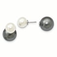 thumbnail image 1 of Sterling Silver Majestik Rhodium-plated 10-11mm & 14-15mm Imitation Shell Pearl Grey/Wht Earrings, 1 of 3