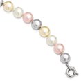 thumbnail image 1 of Majestik  Sterling Silver Rhodium-plated 12-13mm Multi-Color Imitation Shell Pearl Hand-knotted Bracelet, 1 of 3
