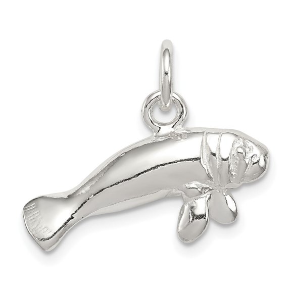 Sterling Silver Manatee Pendant Necklace for Women or Unisex Wear, Aquatic Animal Charm with Marine Symbolism, Nautical Minimalist Sea Life Jewelry