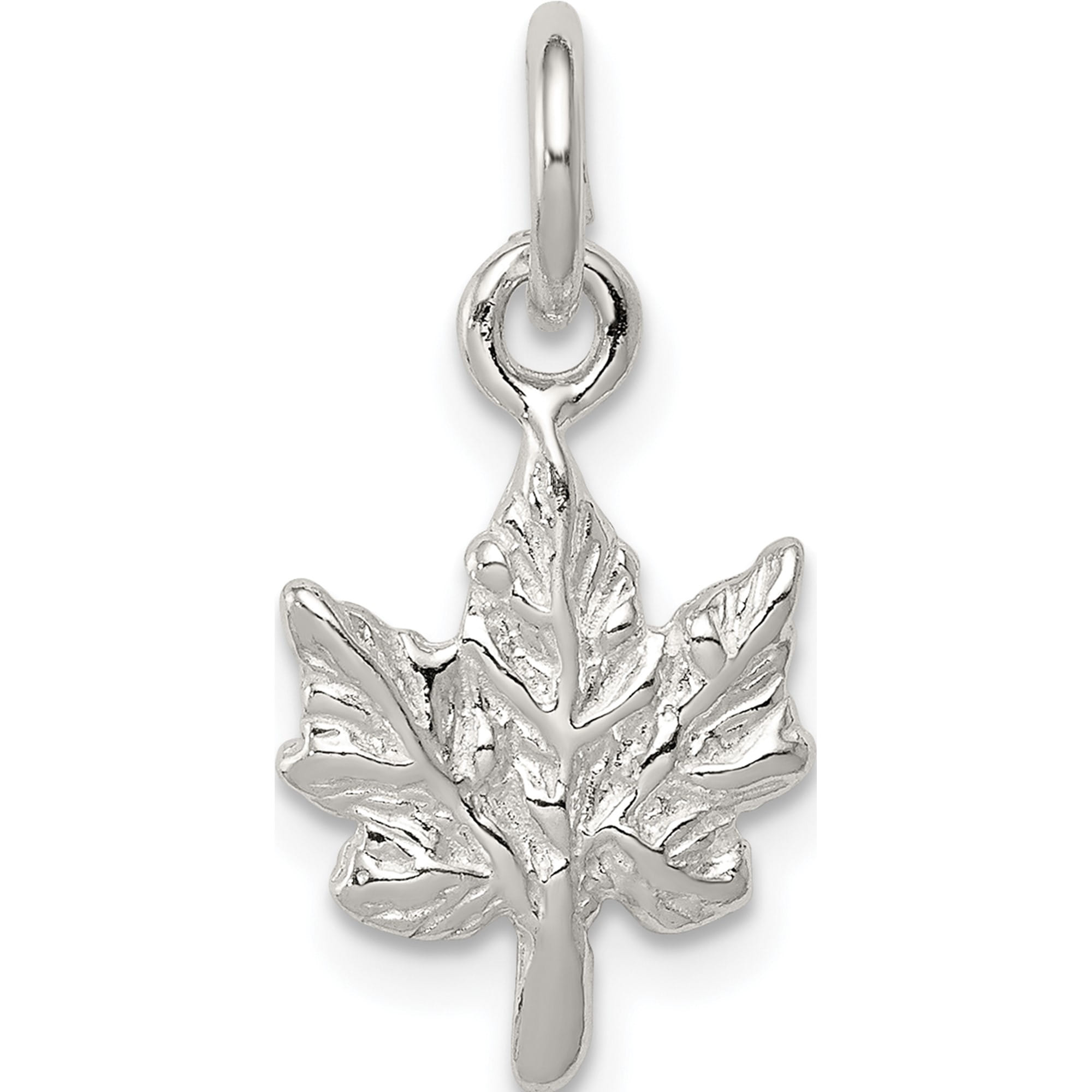 Sterling Silver Maple Leaf Charm Solid Casted Polished Fashionable Lustrous Classic Celebrate milestones with style and brilliance