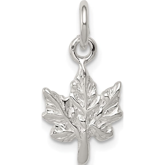 Sterling Silver Maple Leaf Charm Solid Casted Polished Fashionable Lustrous Classic Celebrate milestones with style and brilliance