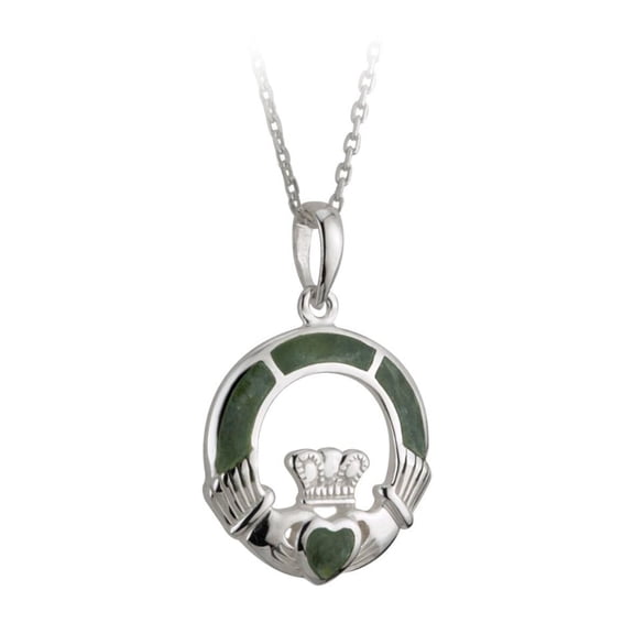 Sterling Silver Marble Claddagh Pendant