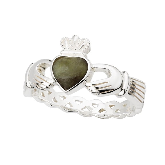 Sterling Silver Marble Claddagh Weave Ring / Size 6