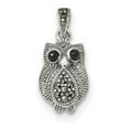 thumbnail image 1 of Sterling Silver Marcasite And Black Agate Owl Pendant (22.3 X 11) Made In Thailand qp3962, 1 of 2