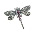 thumbnail image 1 of Sterling Silver Marcasite Dragonfly Pin Brooch w/ Purple Glass, 1 of 1