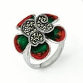 thumbnail image 1 of Sterling Silver Marcasite & Enamel Flower Ring, 1 of 1