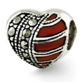 thumbnail image 1 of Sterling Silver Marcasite & Enameled Heart Bead - Antique, 1 of 1